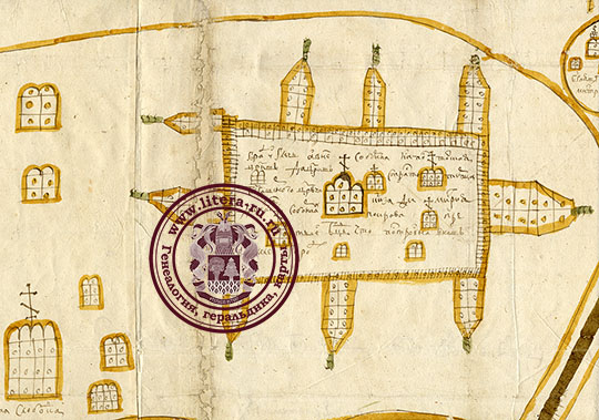 уменьшенный фрагмент плана города Углича 17 века