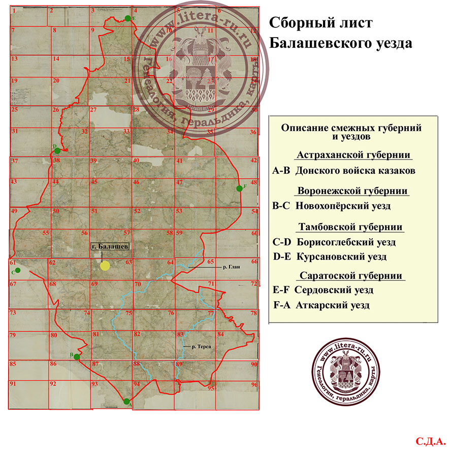 сборный лист карты Балашевского уезда ПГМ