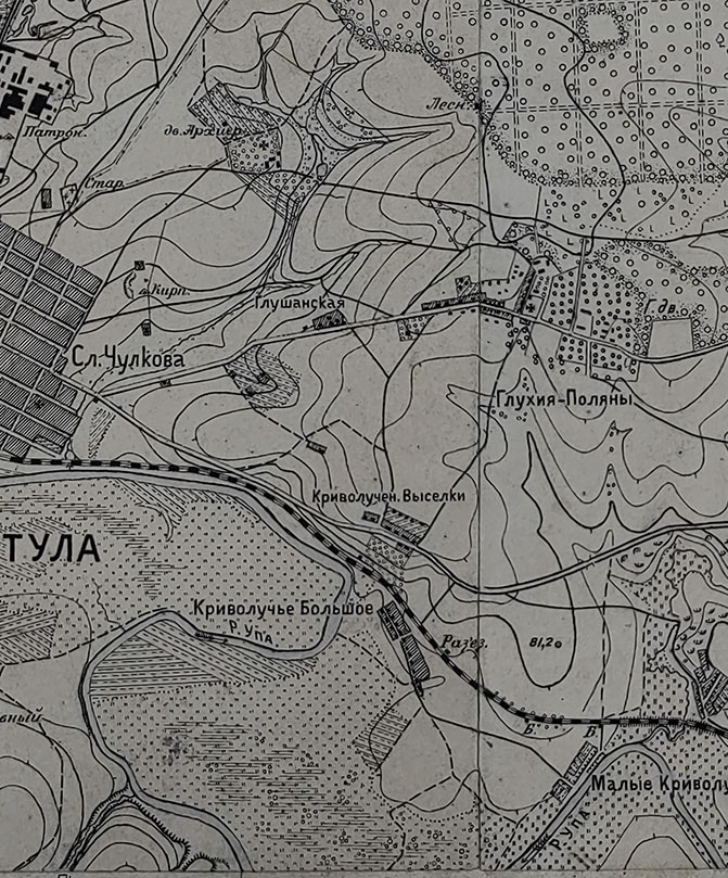 образец карты окрестностей Тулы 1919 года 420м